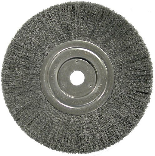 Weiler Stainless Steel Wheel Brush 0.0118 in Bristle Diameter - Arbor Attachment - 8 in Outside Diameter - 1 1/4 in Center Hole Size - 01809 [PRICE is per WHEEL]