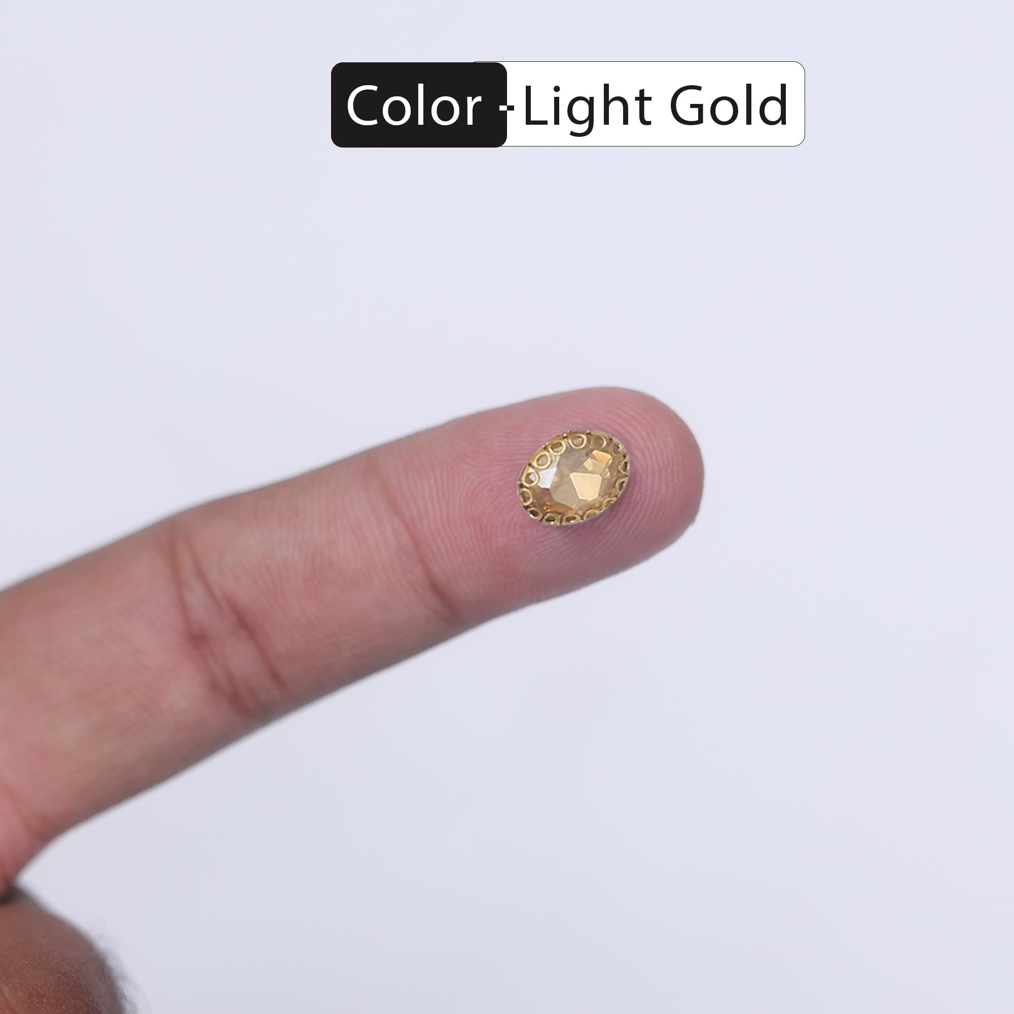 EmbroideryMaterial Glass Sew On Rhinestones with Gold Brass Flower Catcher for Aari Work, Saree, Jewellery, Dress, Craft & Embroidery Designing (25 Pcs, Light Gold, 7x9MM, Oval Shape) 3