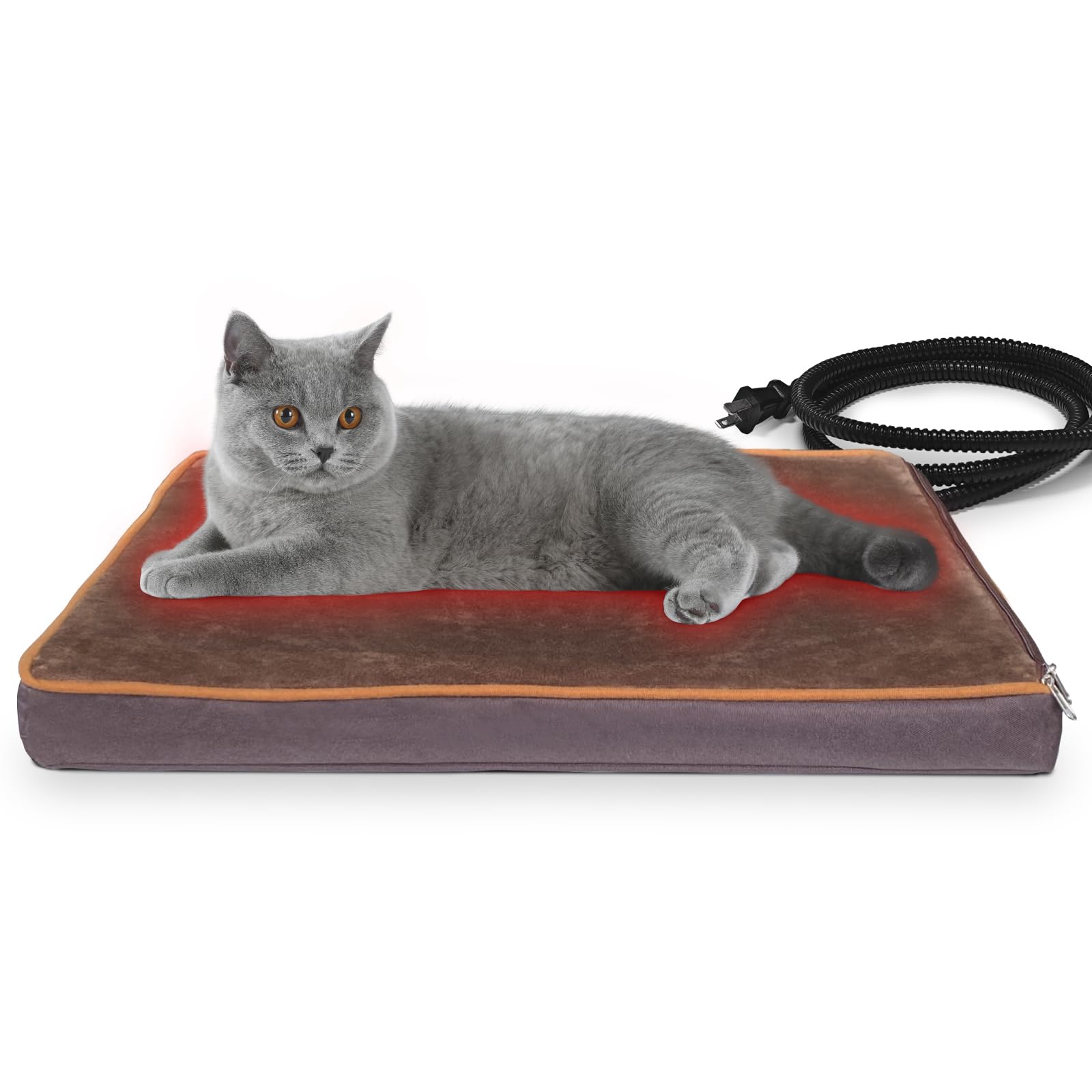 NAMOTEK Outdoor Heated Pet Bed for Cats Dog in Winter with Orthopedic Foam Base Auto Constant Temperature Electric Heating Pad & Waterproof Liner for