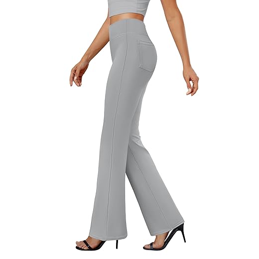 Womens Bootcut Dress Pants Business Casual Work Pants with Pockets High Waist Stretchy Trousers Pull On Office Slacks