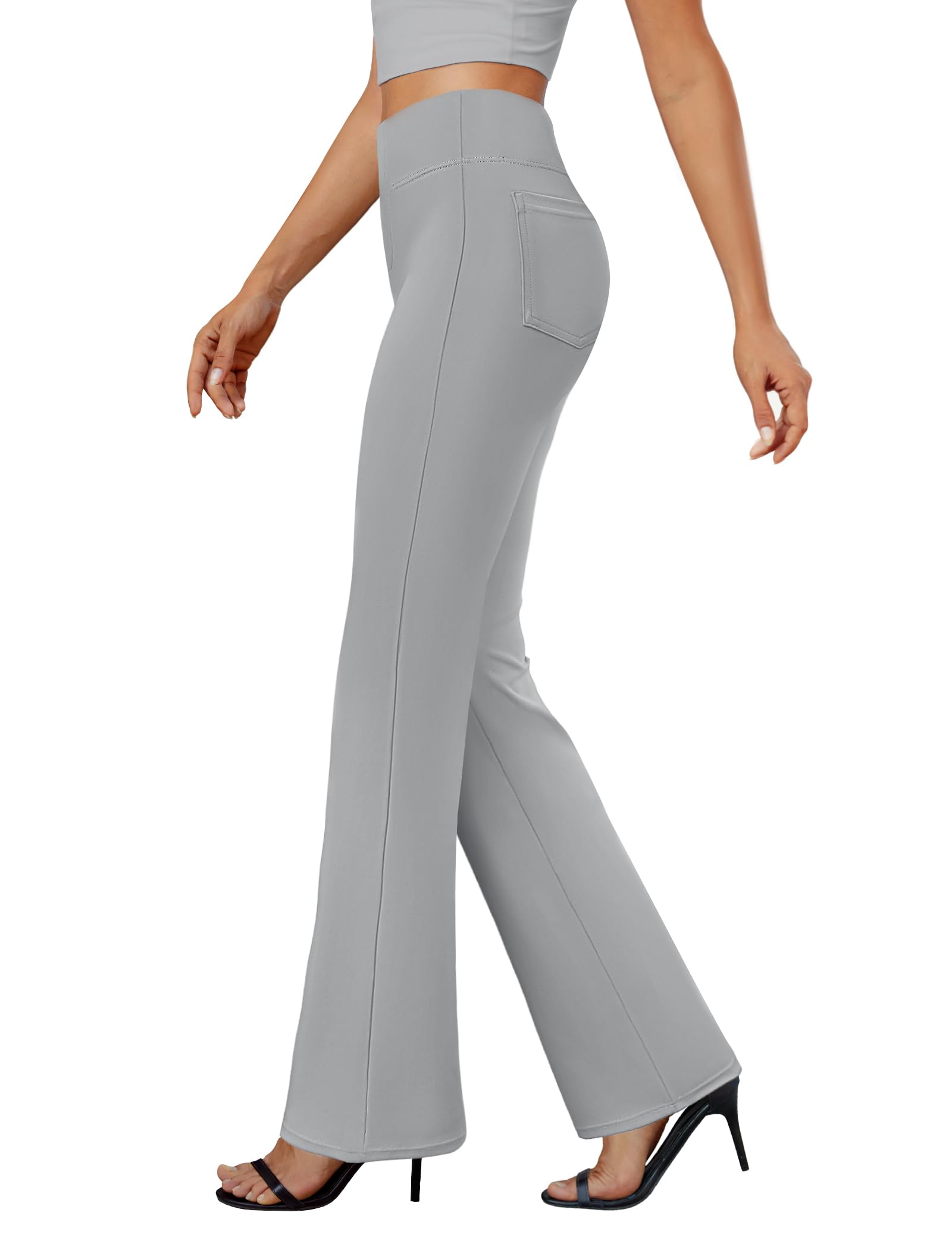 Womens Bootcut Dress Pants Business Casual Work Pants with Pockets High Waist Stretchy Trousers Pull On Office Slacks