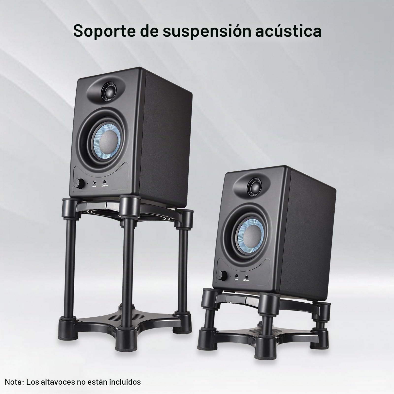 Soporte para Altavoz con Altura e Inclinación Ajustables, Metal, Ventosas Antideslizantes