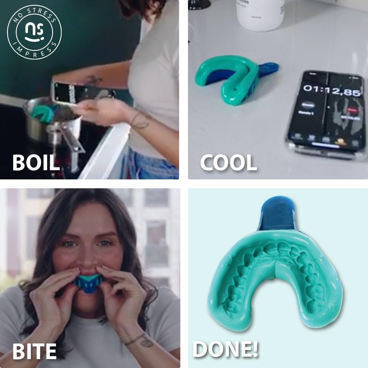 No Stress Impress™ Boil & Bite Dental Impression Kit – Easy At-Home Teeth Impression Trays