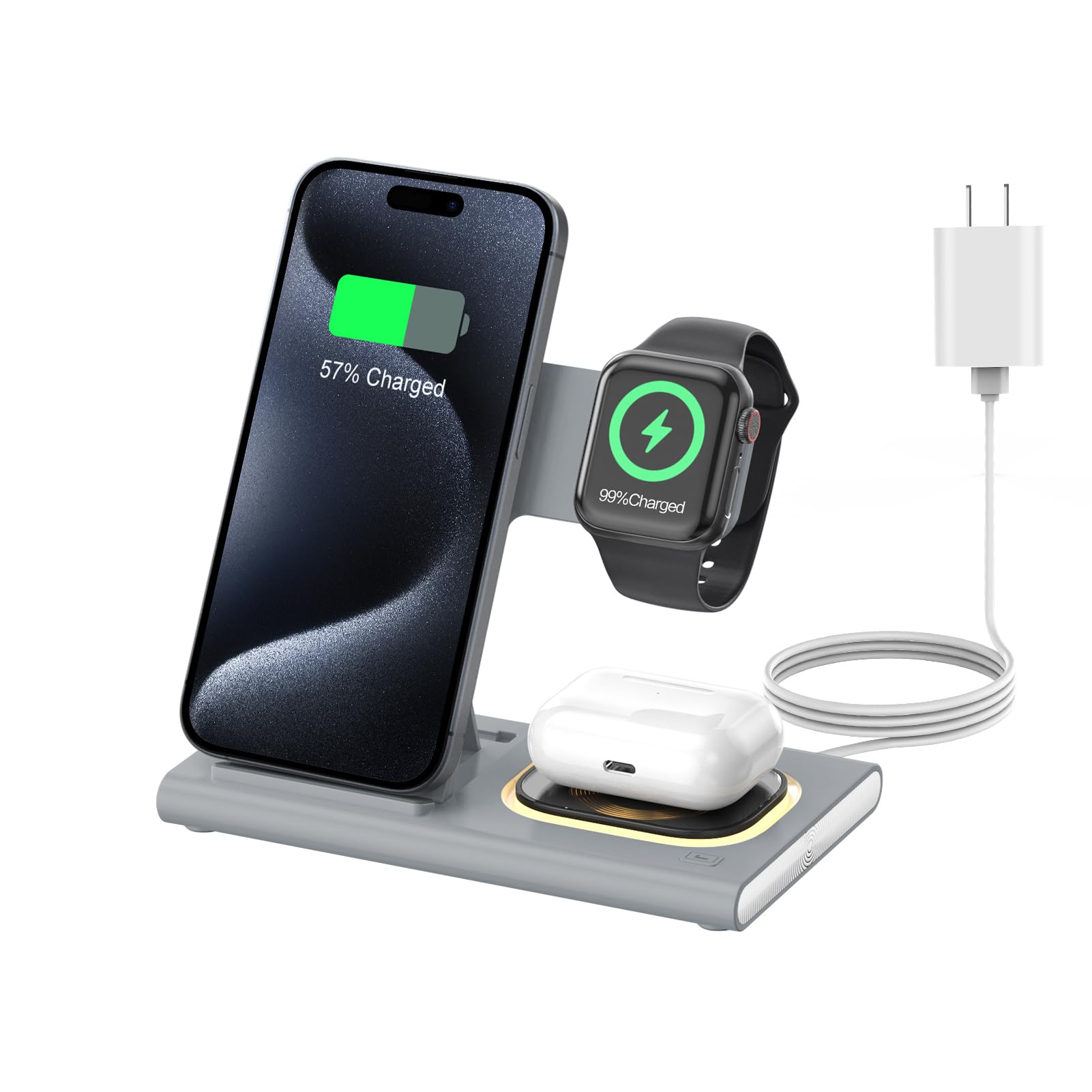 Photo 1 of 3 in 1 Foldable Wireless Fast Charging Station for Apple Multiple Devices