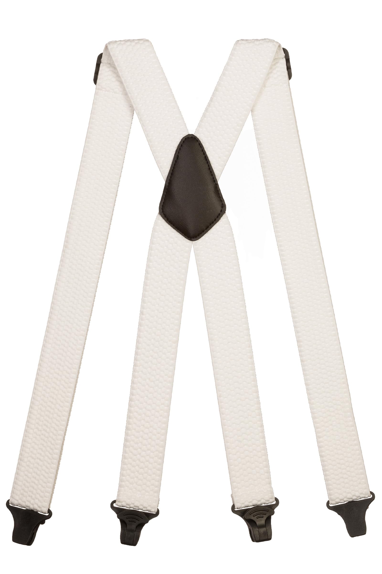 Olata Heavy Duty X-Shape Airport Braces/Suspenders with Plastic Clips - 4cm. White