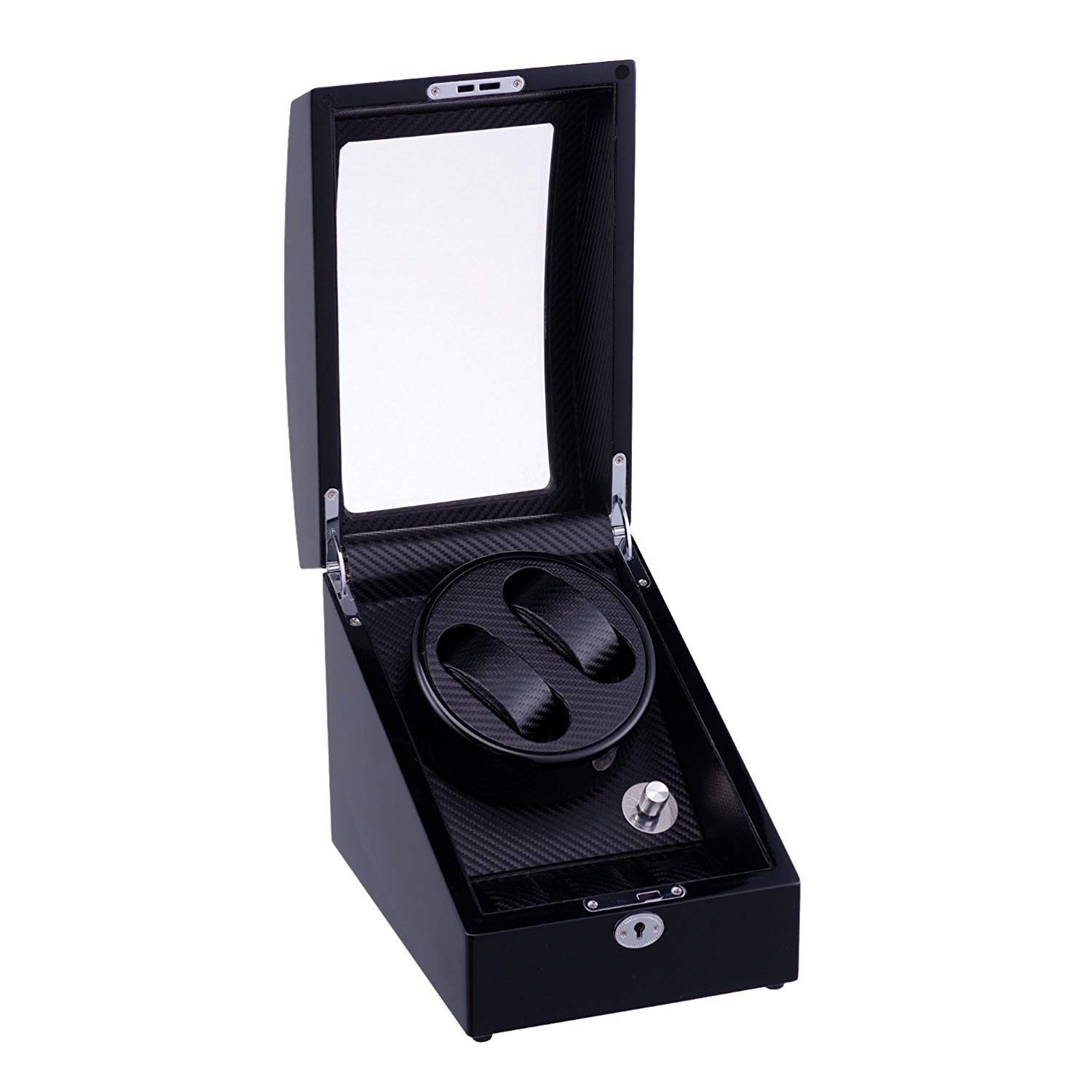 QUSYZD Automatic Watch Winder Box Wooden Automatic Watch Winder Double Watches Storage Boxes for 2+3 Watches Watch Winders for Automatic Watches Custom Black,