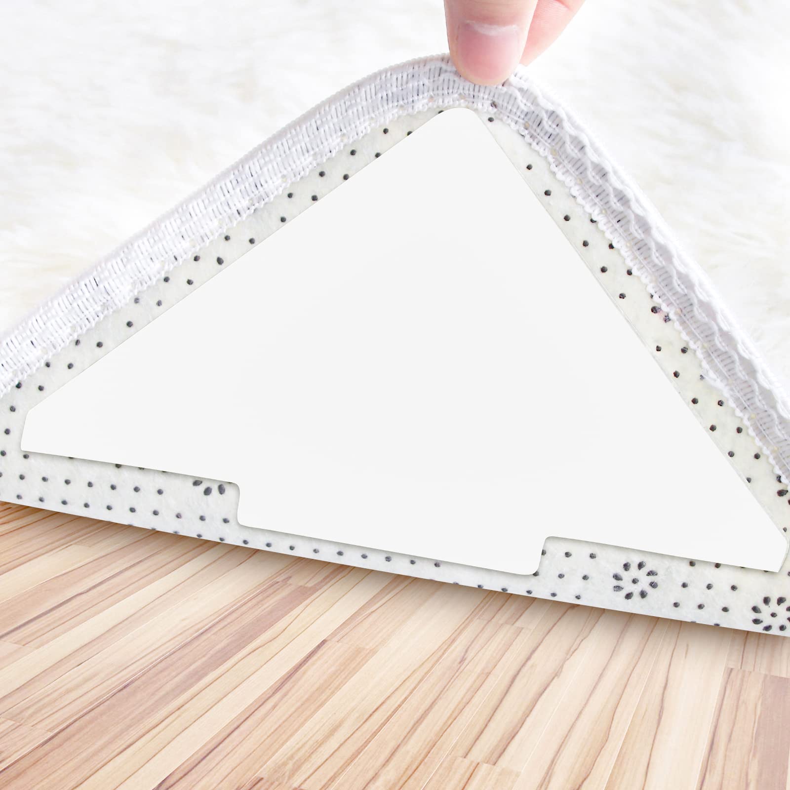 Sahhika Rug Tape, 10 Pcs Double Sided Non Slip Reusable Rug Stopper, Washable Rug Pad Grippers for Hardwood Floors, Tile Floors, Carpets, Floor Mats,