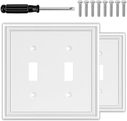 Miniatura 9 de Cubiertas de interruptor de luz blancas decorativas de un solo espacio en blanco para placas de pared, cubiertas de enchufe de placas de interruptor
