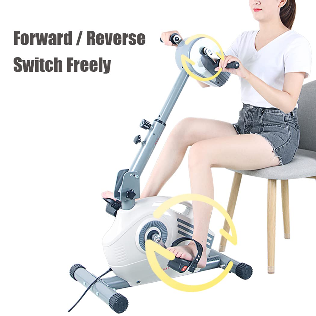 Rower Treningowy Z Pedałami Z Napędem Silnikowym I Uchwytem Ochronnym, Elektryczny Rower Treningowy Do Fizjoterapii Z Treningiem Nóg I Ramion, Regulowane Siodełko, Do Ćwiczeń W Domu