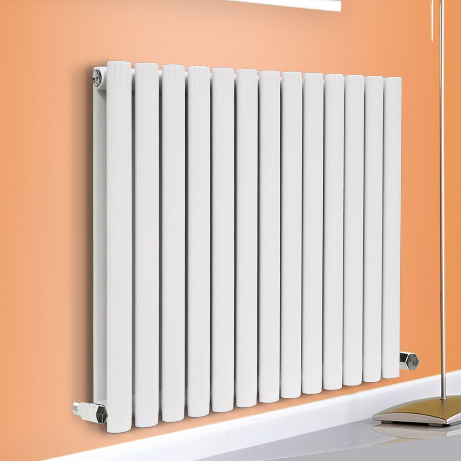 Horizontal Vertical Designer Radiator Oval Column White Anthracite Tall Upright Rads (Double - 600 x 960mm, White)