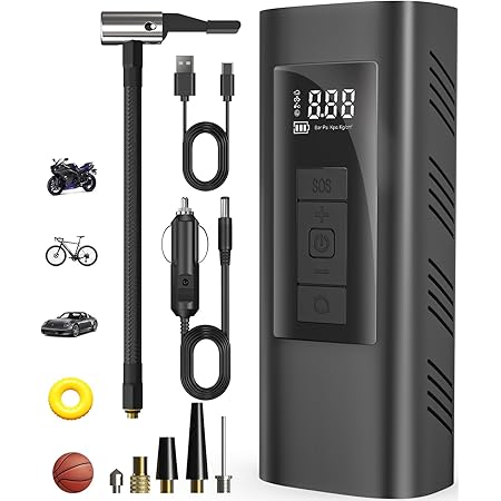 TAVALER Elektrische Luftpumpe Für Fahrrad & Auto - 150PSI Tragbar Mit Akku, Schnellaufpumpen