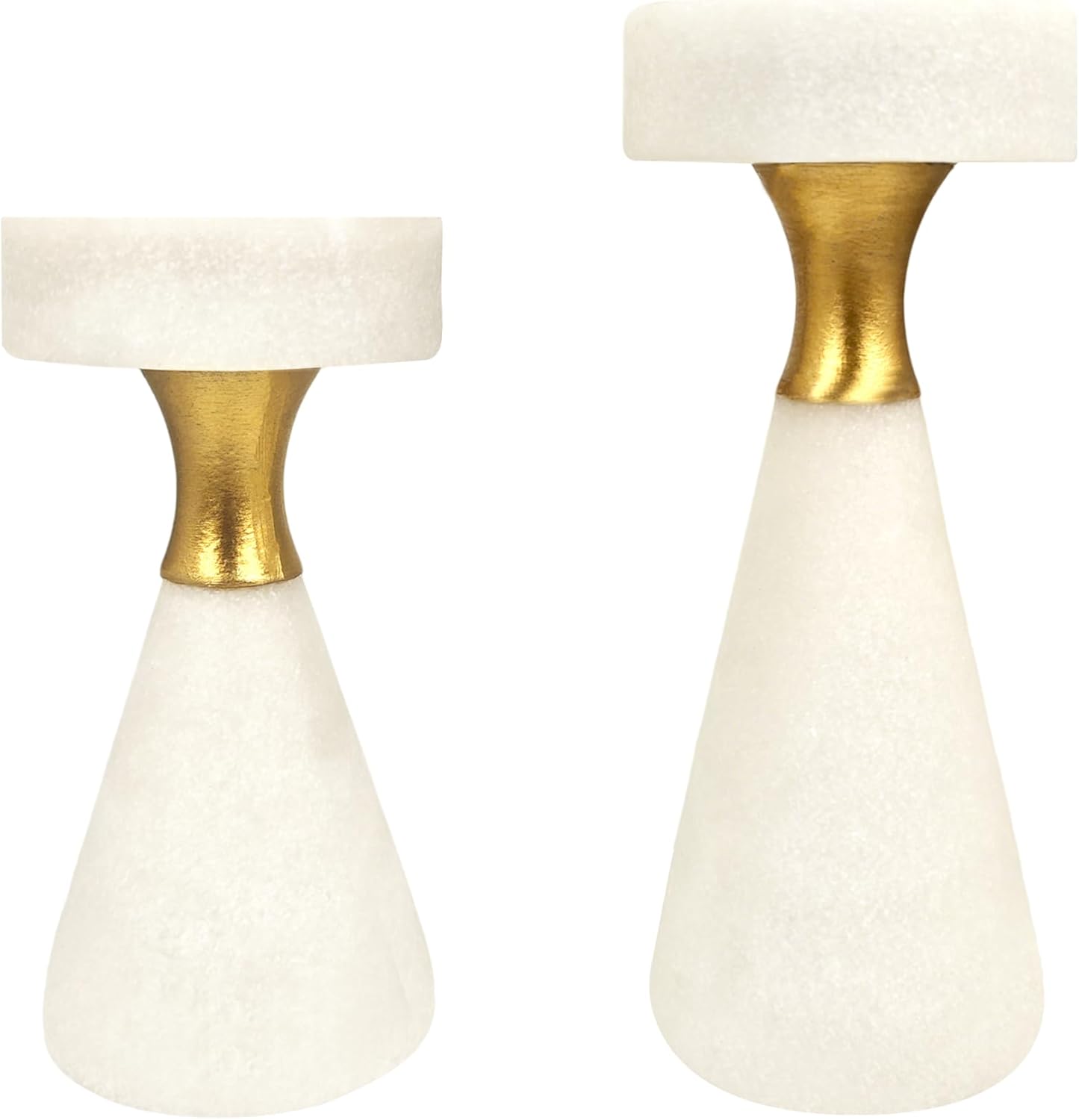 Candle Holder for Pillar Candles, White Marble Tealight Candle Sticks Holder, Modern Dinning Table Living Room Décor, Set of 2