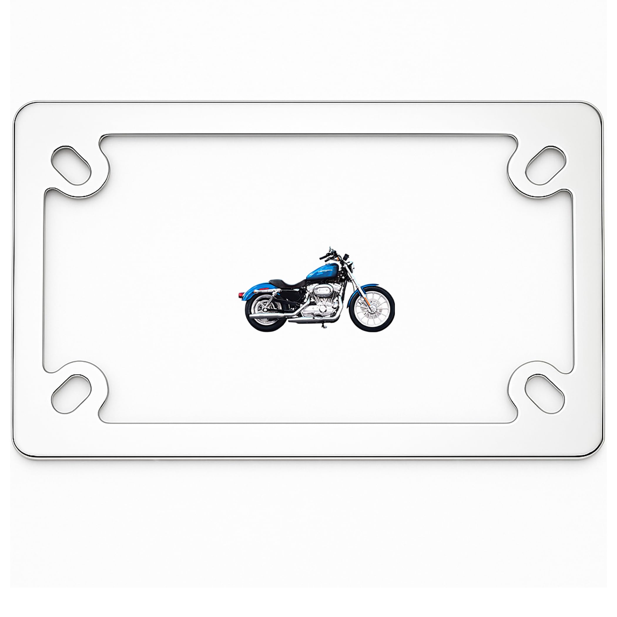 FOTN FTON Stainless Steel Motorcycle License Plate Frame Compatible with Harley,Yamaha - Timeproof Motorcycle Tag Frame (Silver)