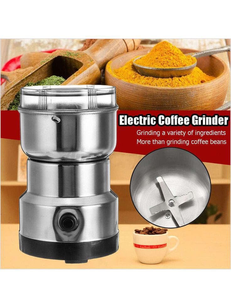 Image of Grinder Electric Stainless Steel Maker Coffee Spices Grains Nuts Herbs Portable Mixer Pack of 1