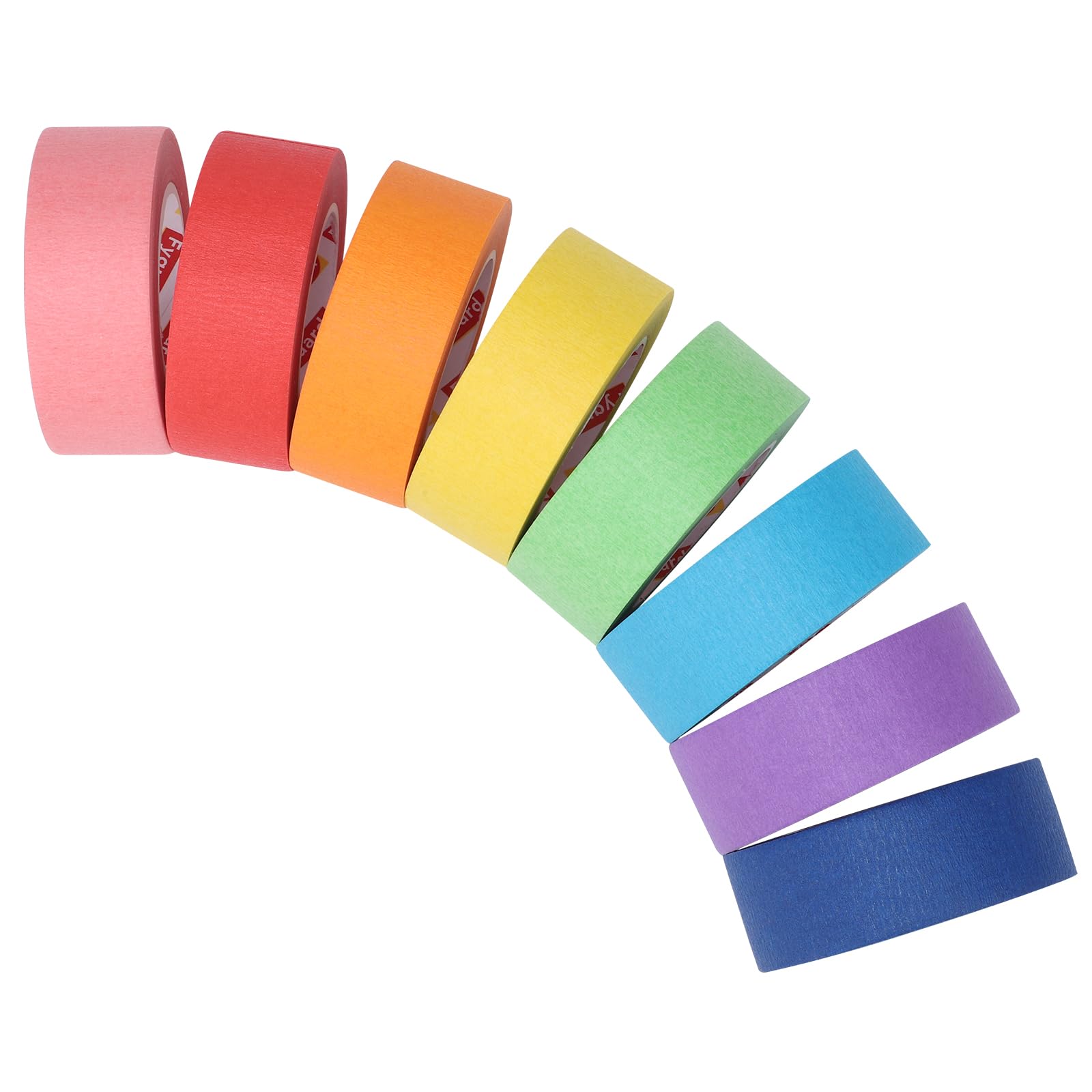 Fyguard 8 Rolle Kreppband Bunt, 23mm x 13m Maler Klebeband Regenbogenfarbenes Dekoband Malerkrepp Papier für Kinder Studenten DIY Scrapbooking Handwerk