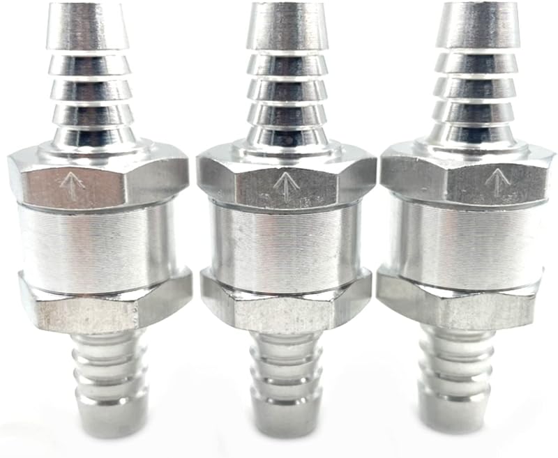 Válvula de retenção unidirecional de alumínio SAUTOP 10 mm (3/8") para linha de combustível – Kit com 3 unidades