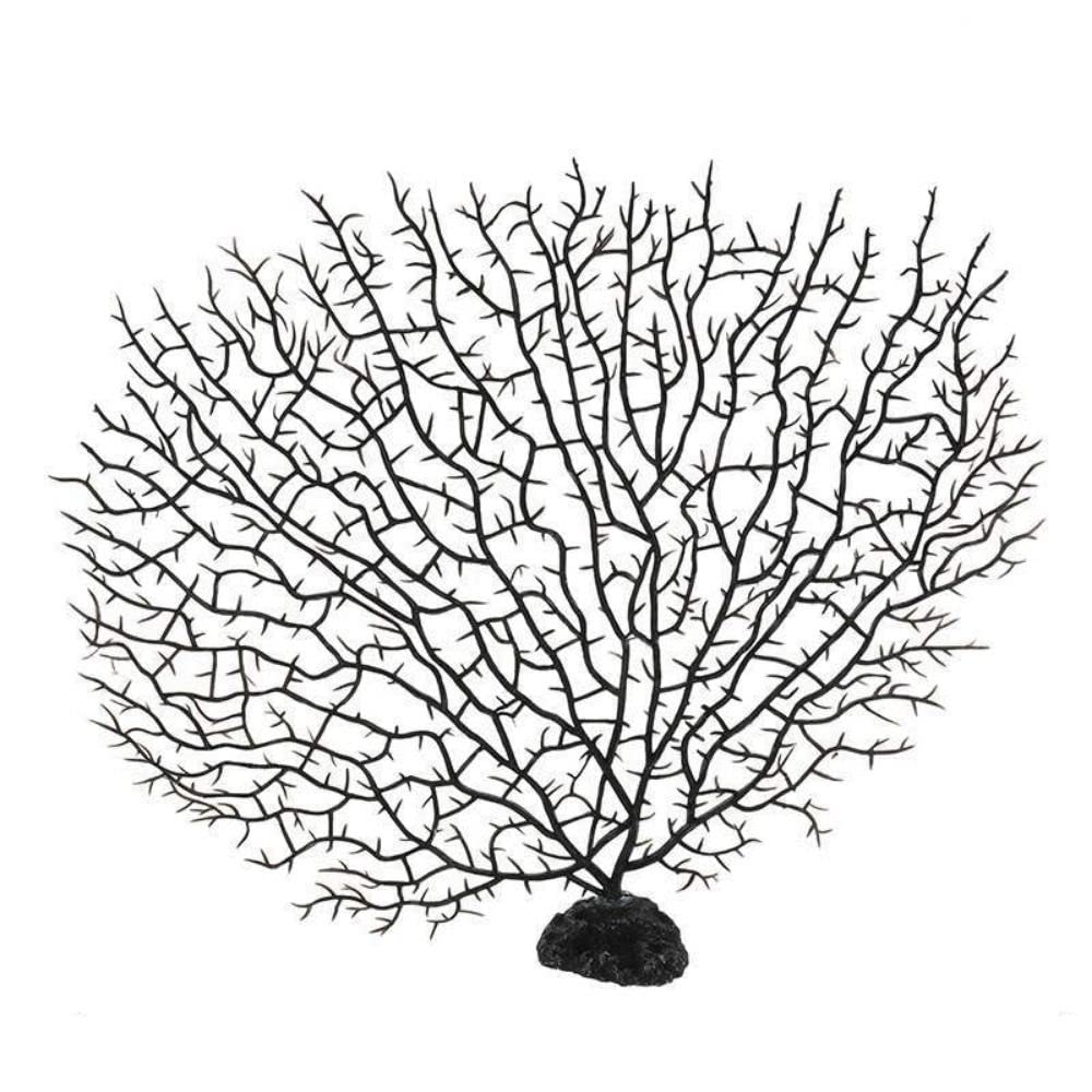 Tree Shape Resin Coral Aquarium Decoration, Resin Lifelike Undersea Water Plants, Simulated Coral Ornaments Fish Tank Landscape Decoration(L,black)