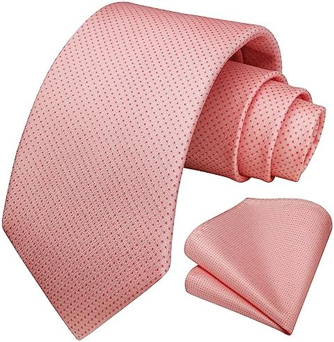 HISDERN Dot Ties for Men Wedding Tie Handkerchief Formal Business Necktie & Pocket Square Set