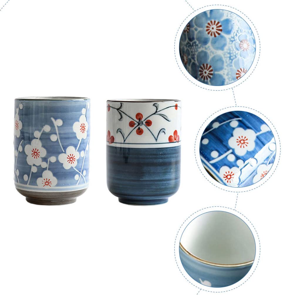 UPKOCH 2 Tasses À Thé Japonaises En CéRamique 3.15In Motif Peint RéSistantes À La Chaleur Pour Thé Et Infusions Service De Table ÉLéGant Et Pratique