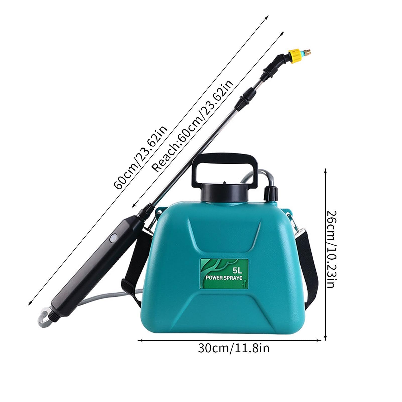 Spruzzatore a spalla - Spruzzatore elettrico per piante, alimentato a batteria, spruzzatore da giardino da 5 litri, spruzzatore liquido da giardino con bacchetta telescopica, 2 ugelli spray e tracolla | batteria, spruzzatore da giardino da 5 litri, spruzz
