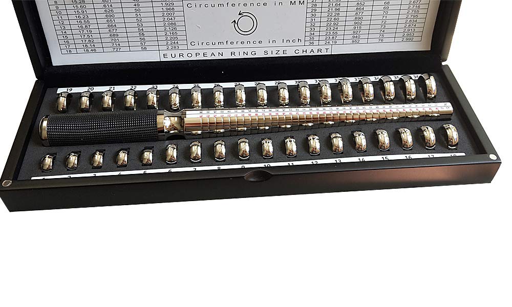 Augusta Ringmaß Set mit 36 Ringen Ringgrößenmesser + Ringstock