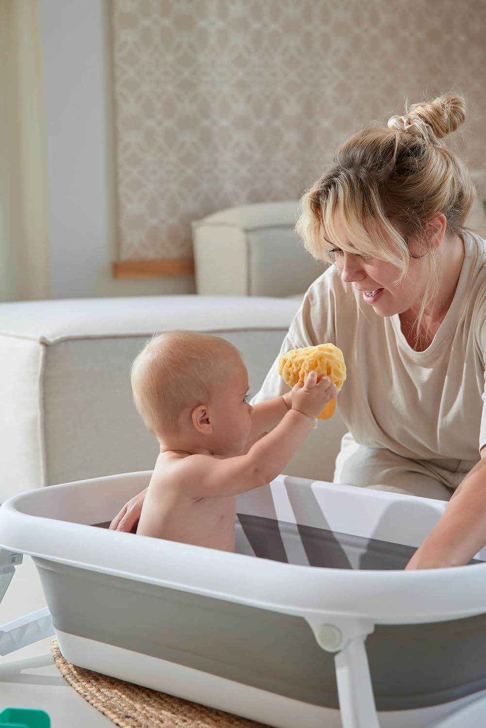 Rotho Babydesign Baby Badewanne faltbar Babybadewanne Reisebadewanne Grau