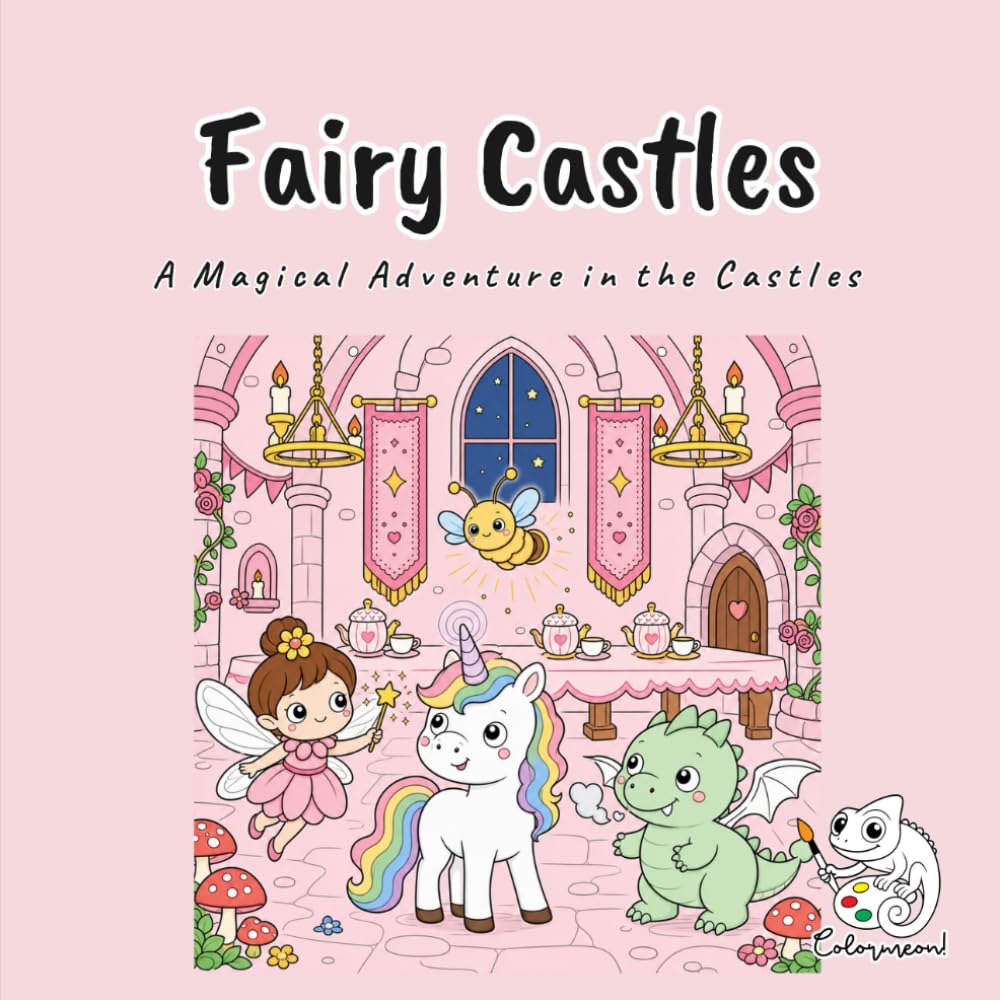 Fairy Castles: A Bold and Easy Coloring Book for Adults, Teens, Kids, and Fairy Tale Lovers Featuring Wisp, Twirl, and Spark in 40 Cute Castle, Unicorn, and Dragon Scenes