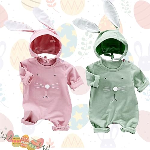 Miniatura 9 de Fairy Baby Easter Outfits Baby Bunny Romper Rabbit Onesies Bodysuit Jumpsuit with Hat Cap Infant Newborn Boy Girls 0-18M