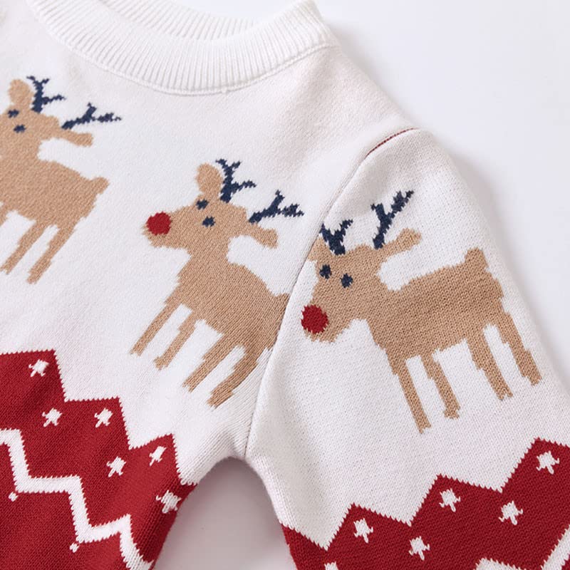 Kids Toddler Boys Girls Christmas Sweater Clothes Baby Long Sleeve Crewneck Pullover Reindeer (Red, 3-4 Years)4