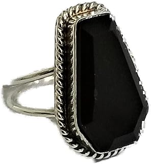 Natural Black Onyx Coffin Ring 925 Sterling Silver Plated Ring Split Band Ring Black Gemstone Ring Handmade Ring Statement Ring Coffin Stone Ring Black Onyx Jewelry Gift For herhim