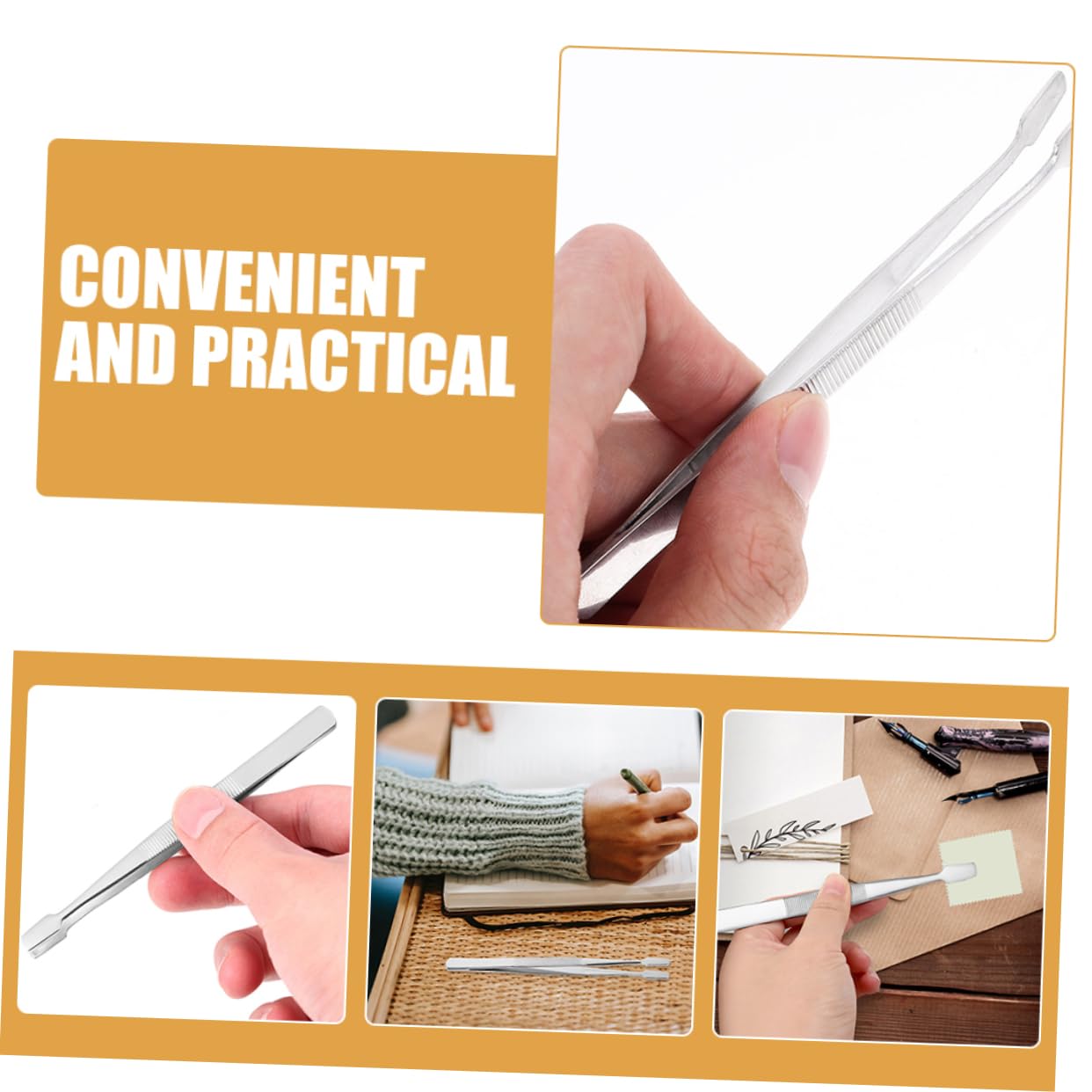 ERINGOGO 6pcs Sticker Tweezers for Crafting Hobby Tweezers for Stamp Applicator Jewelry Making Eyelash Application