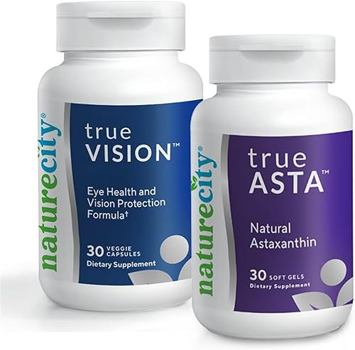 Paquete de apoyo para la visión Fórmula de salud ocular TrueVision, 30 cápsulas vegetales + TrueAsta Marine