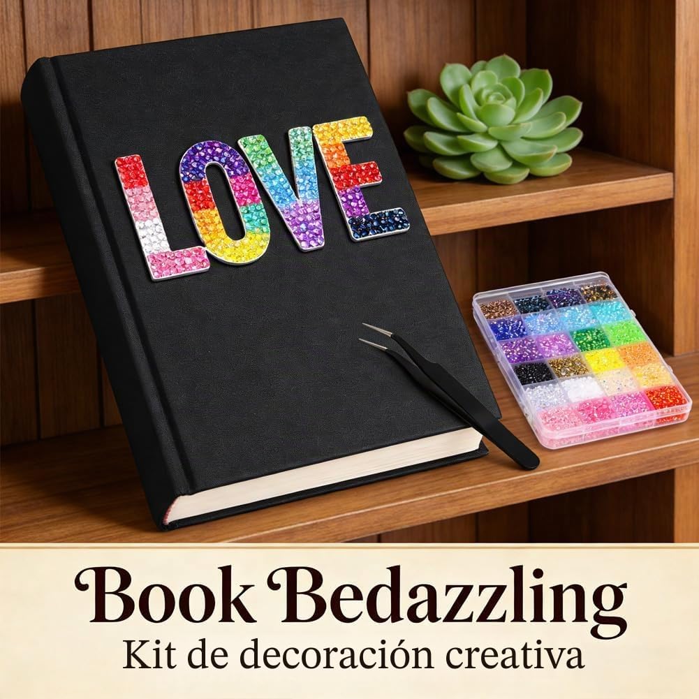 Kit deslumbrante con pegamento, 32000 diamantes de imitación con parte trasera plana para manualidades, juego de gemas de uñas de resina de 40 colores con bolígrafo de recogida, pinzas, kit de inicio