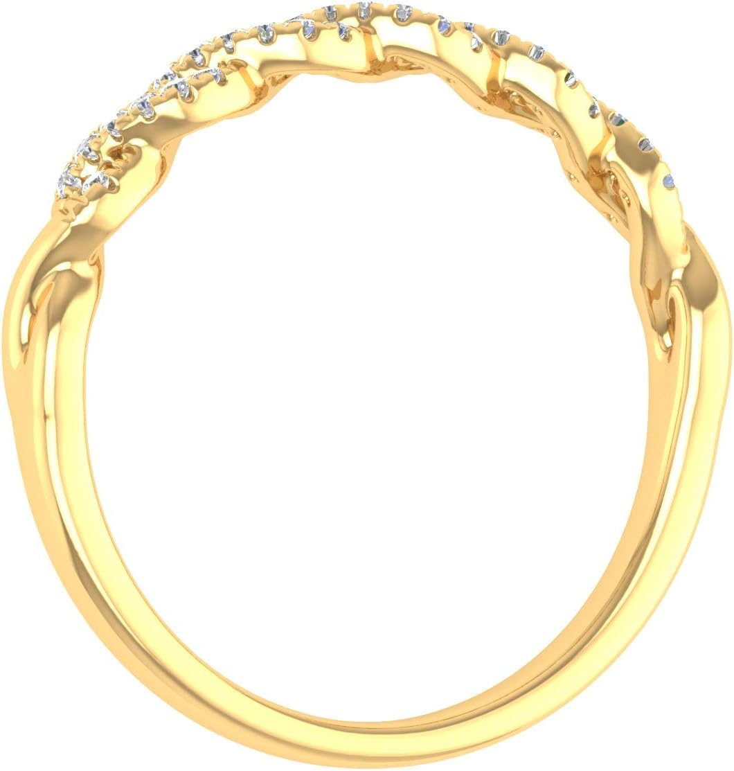 1/10 Carat Twisted Black & White Diamond Wedding Band Ring in 10K Solid Gold