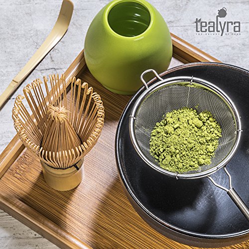 Tealyra - Matcha Kit - Connoisseur Ceremony Start Up Set - Premium Matcha Tea Powder - Japanese Made Black Bowl - Bamboo Whisk Scoop and Tray - Holder - Sifter - Thumbnail 2