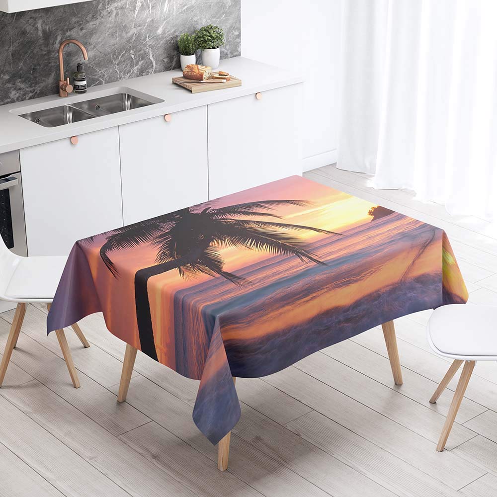 Chickw1 Nappe Rectangulaire Impermeable, Motif De Sunlight Plage Nappe