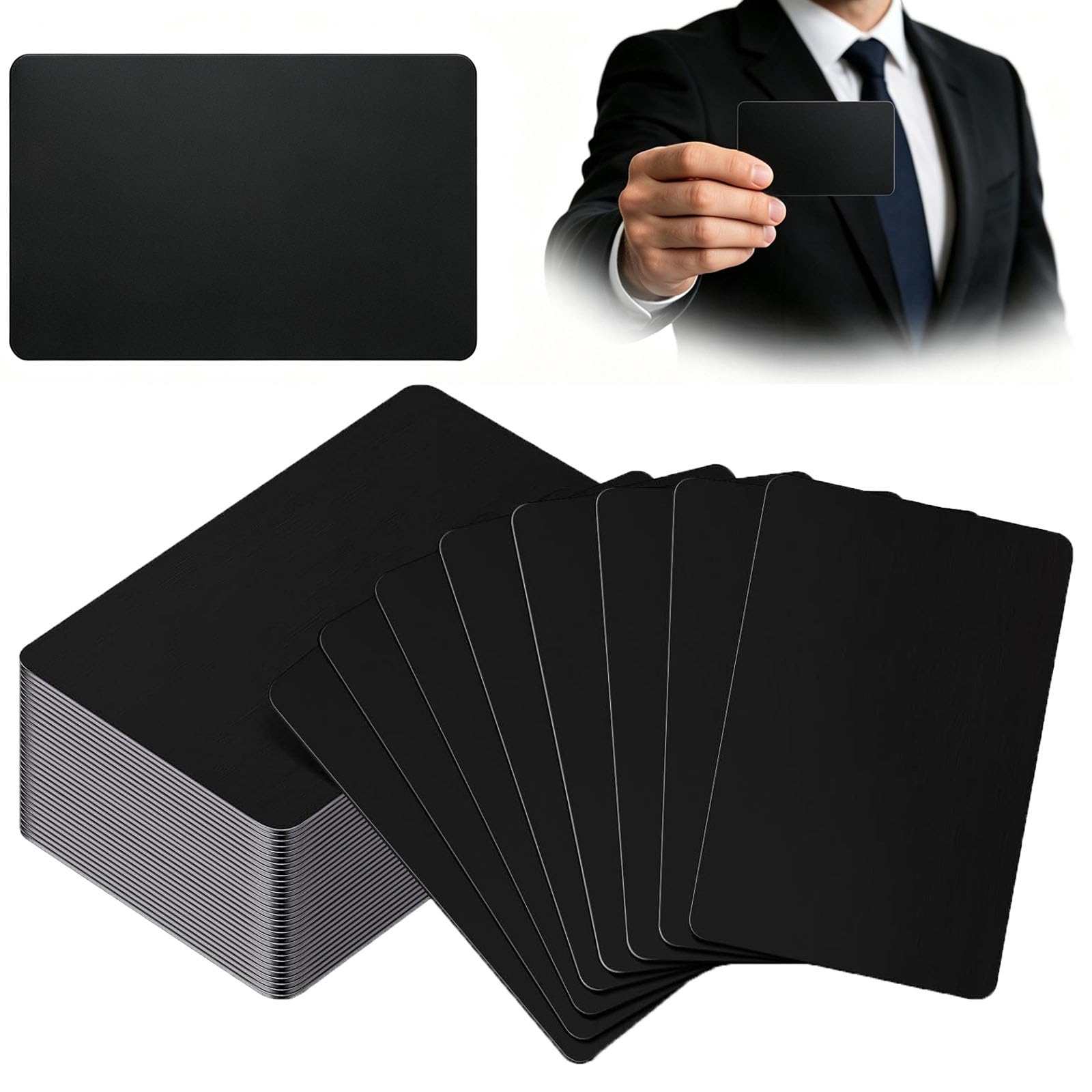 30 tarjetas de visita de acero inoxidable, tarjetas de metal en blanco
