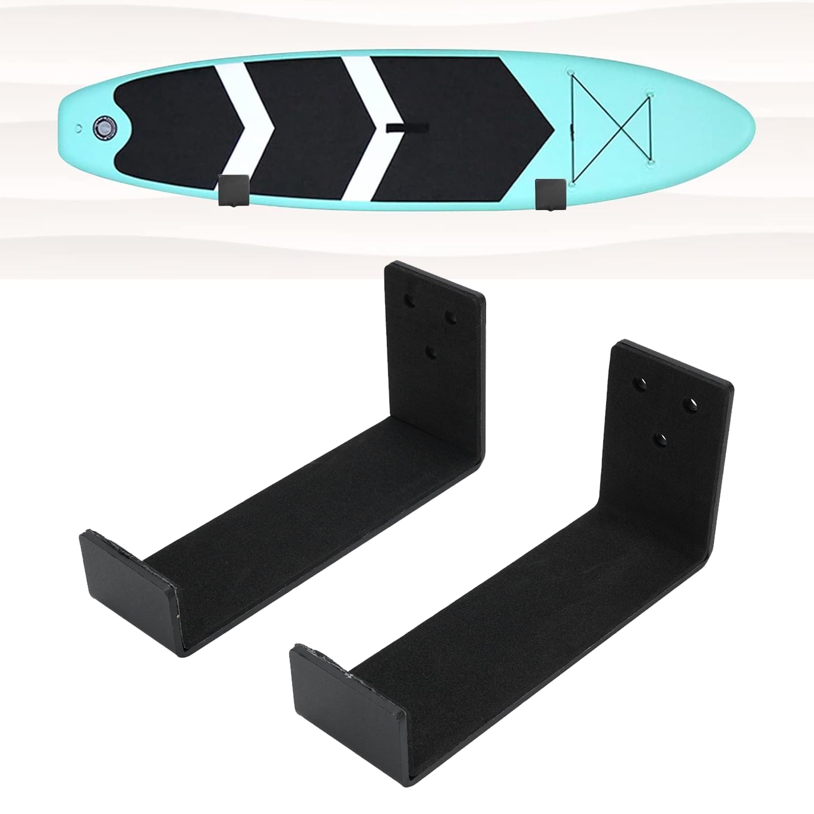 2 Pack Snowboard Wall Mount, Horizontal Snowboard Rack Display Stand, Aluminum Alloy, Indoor Snowboard Storage for Room and Garage, Black