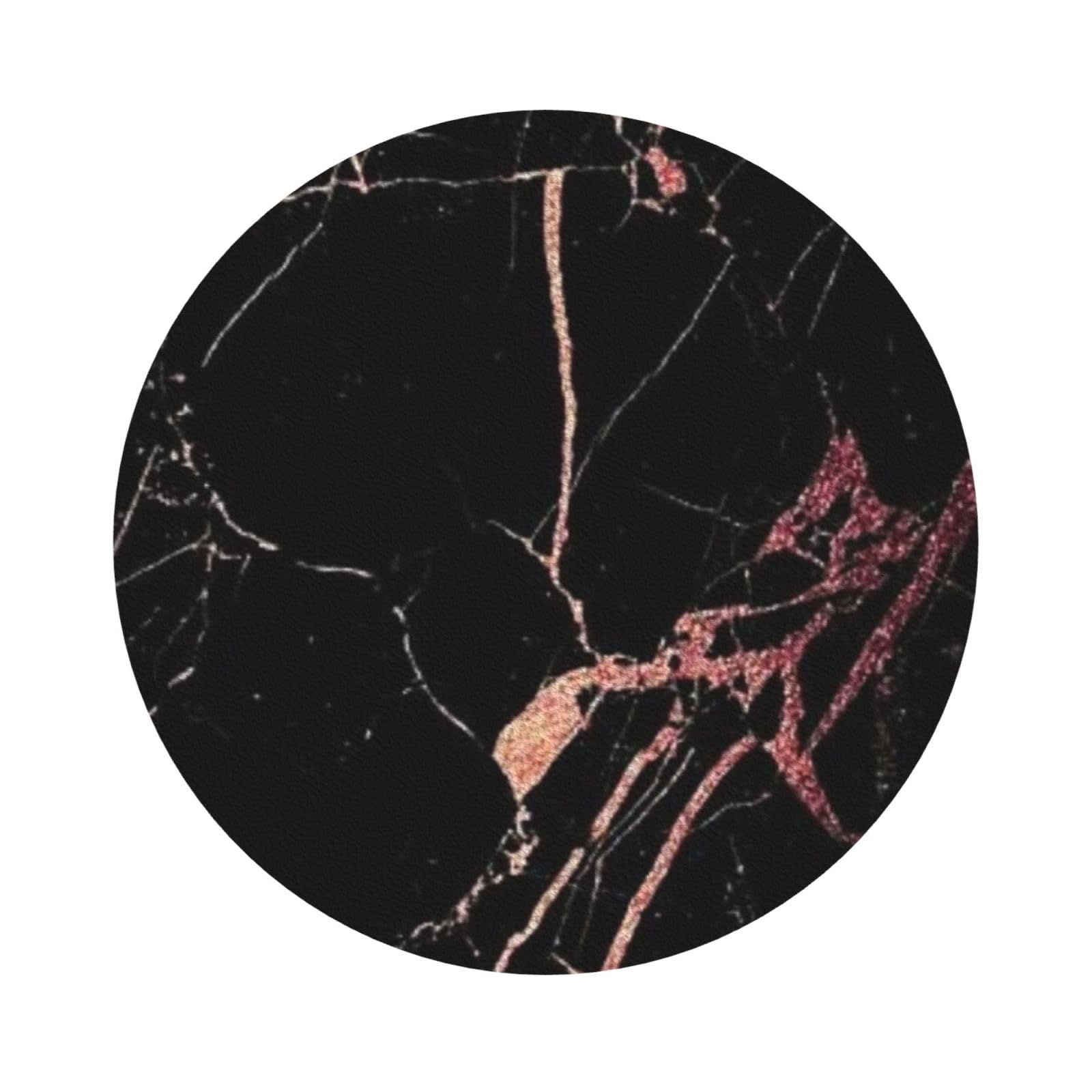 Black rose gold Marble PU Leather Coasters Set of 6 Round Drink Coasters