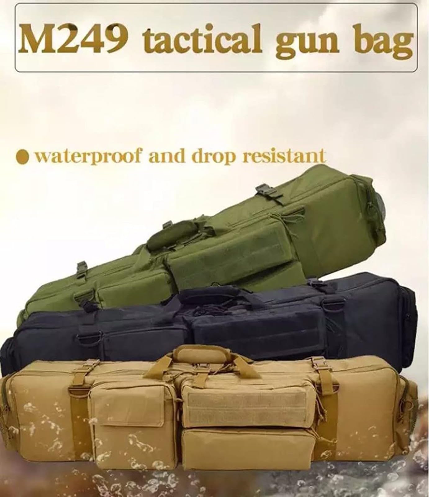 M249 Borsa Protettiva Da Fucile,Doppia Borsa Porta Fucile Sacca Custodia,Soft Air Caccia Con Tasche Ed Imbottitura,Capiente Grande,Attrezzature Tattiche Borse Per Caccia Pesca,Impermeabile
