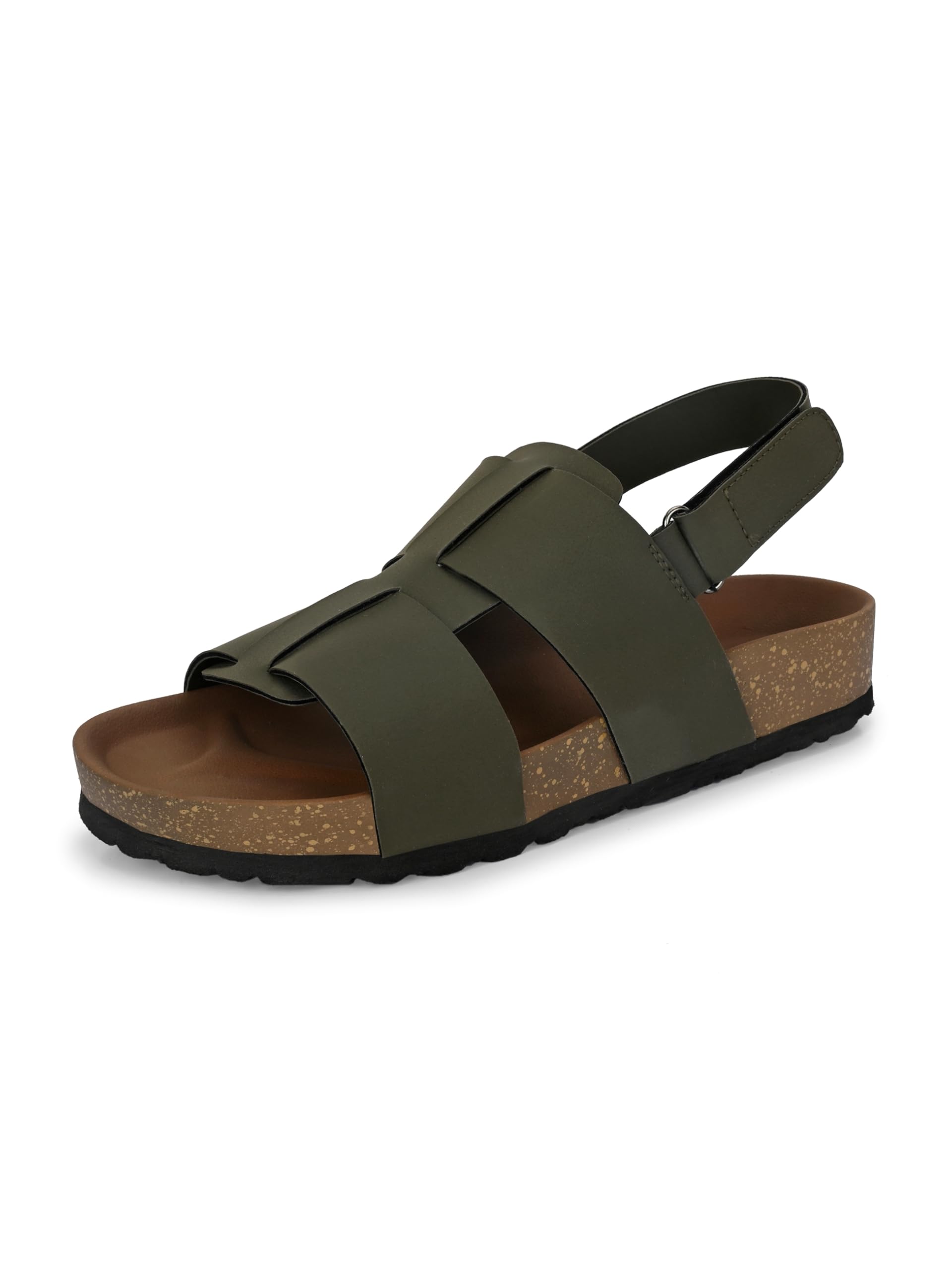 EL PASO Mens Olive Stock Leather Stock Cork Slippers Brike Sandals - 8 UK (B0D92T1SBF) Amazon Price History, Amazon Price Tracker