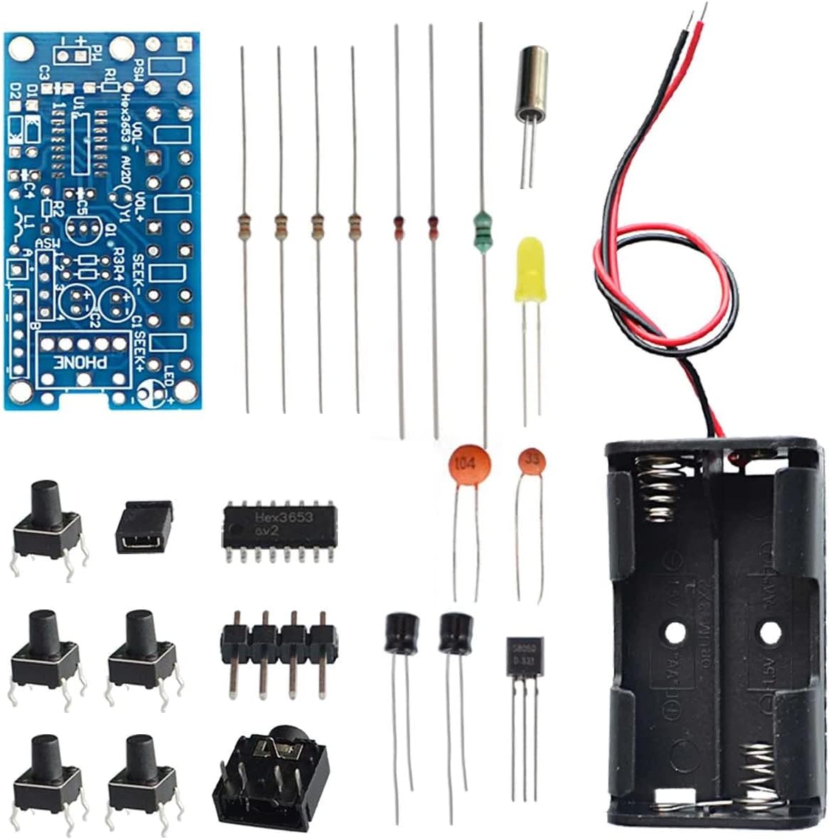 Amazon.co.jp オーディオファン FMラジオキット HEX3653 レシーバー 76108MHz ステレオFMラジオ PCB