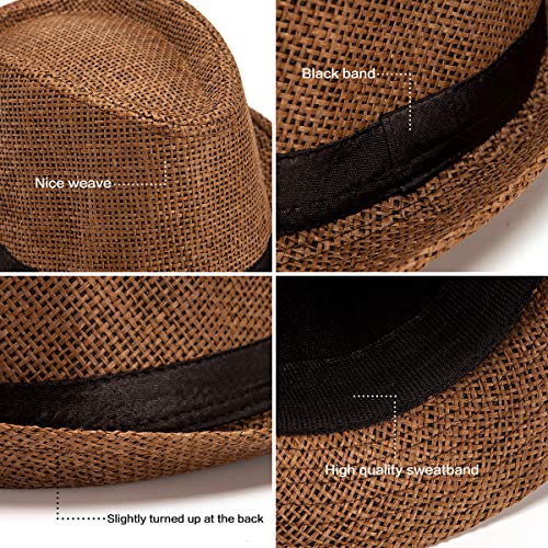 Image of LADYBRO Straw Trilby Fedora Hat for Men Women 1920s Wool Felt Panama 7 1 /4