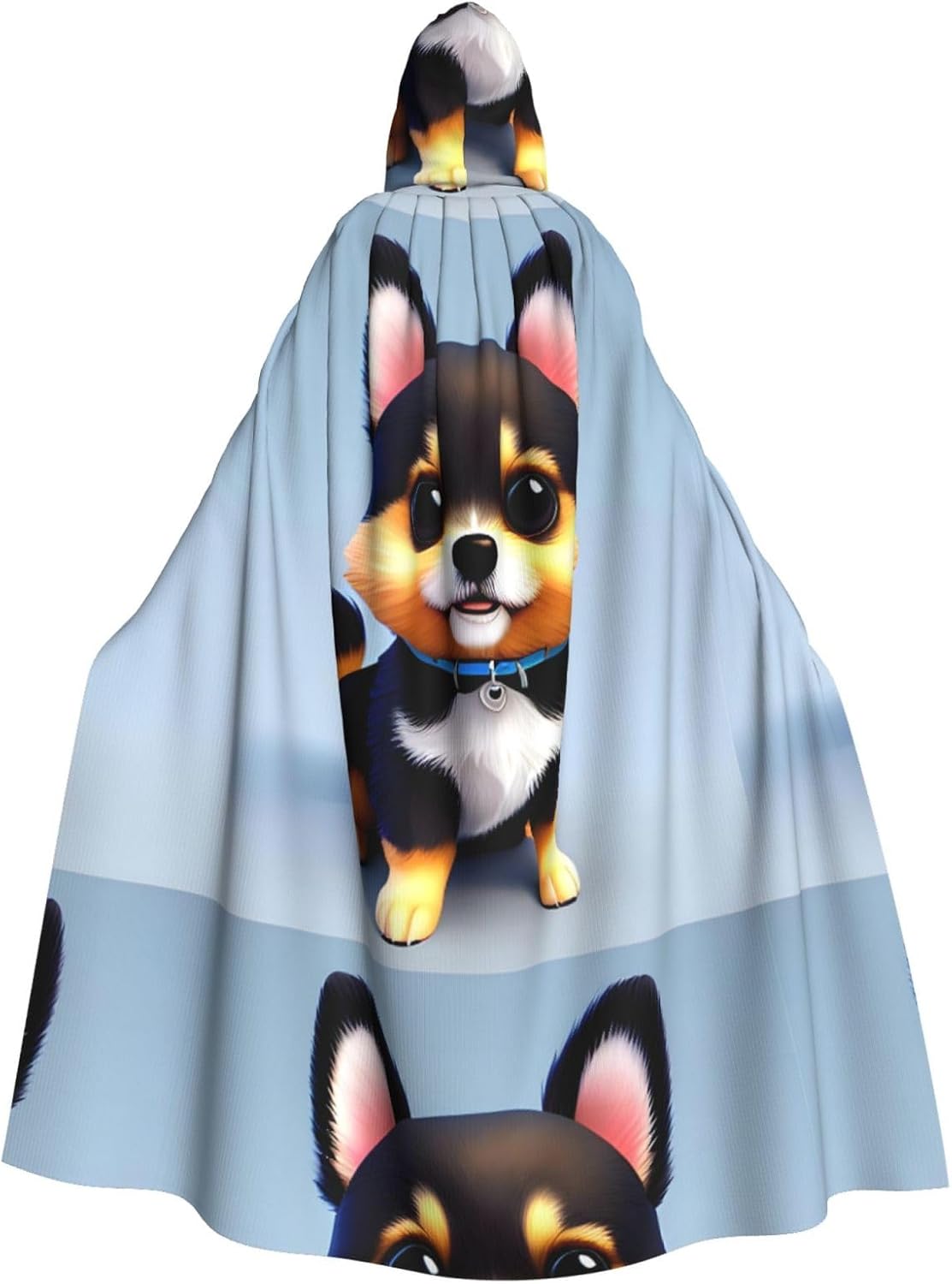 Card Love Fancy Puppy Men Women Halloween Role Play Party Decoration Hooded Poncho Black