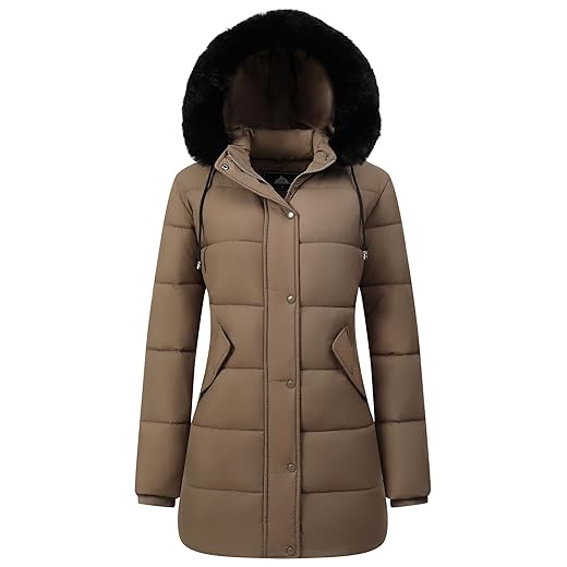 GOLDLADIES Casaco de inverno feminino longo impermeável - Jaqueta de neve quente para mulheres, jaqueta de inverno à prova de vento para clima frio