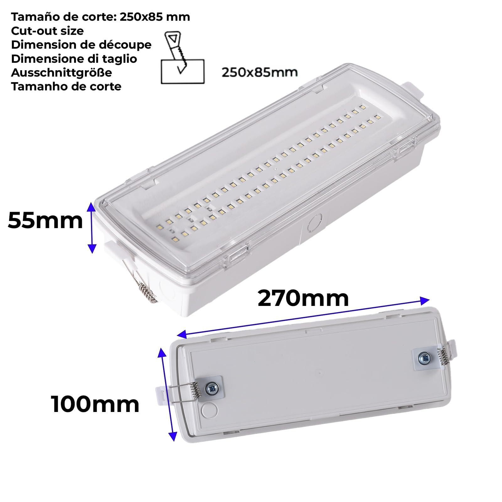 Alpinaluz Luz de Emergencia LED Estanca IP54 4W 530lm Empotrable 3h Autonomía Resistente al Agua y Polvo