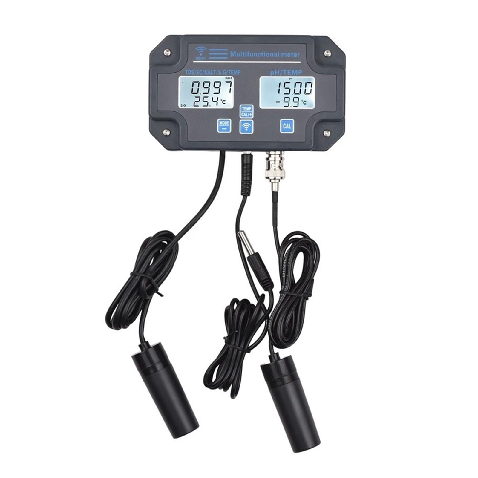 Detector De Calidad Del Agua 6 En 1, WIFI, PH/EC/TDS/SALT/SG/medidor Prueba Temperatura, Alarma Remota, Analizador Digital MedicióN Precisa