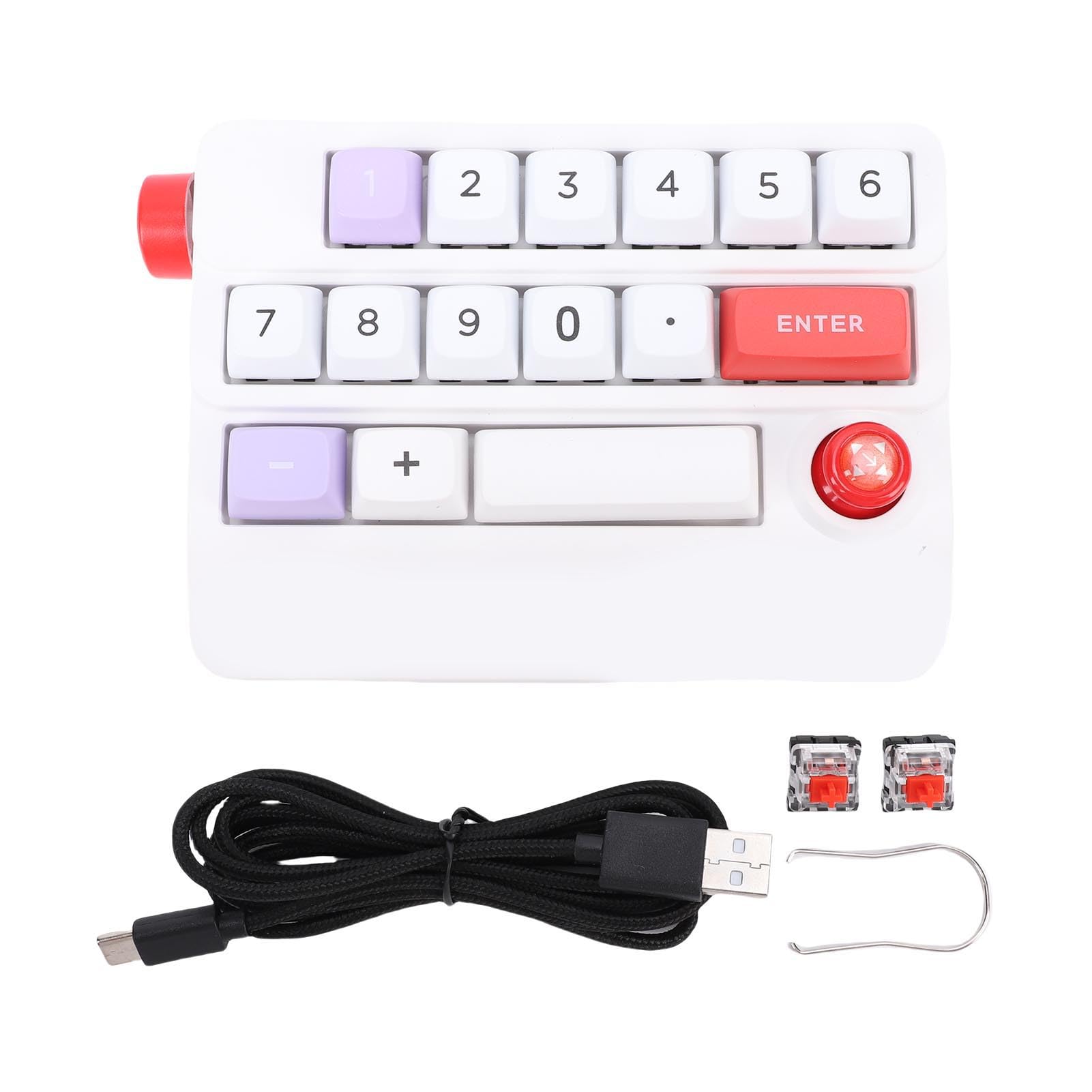 Topiky Pavé Numérique Mécanique, 19 Touches, Macro Programmable, échangeable à Chaud, avec Contrôle par Joystick, pour PC, Ordinateur Portable, Jeu, Dessin, Montage Vidéo (White)