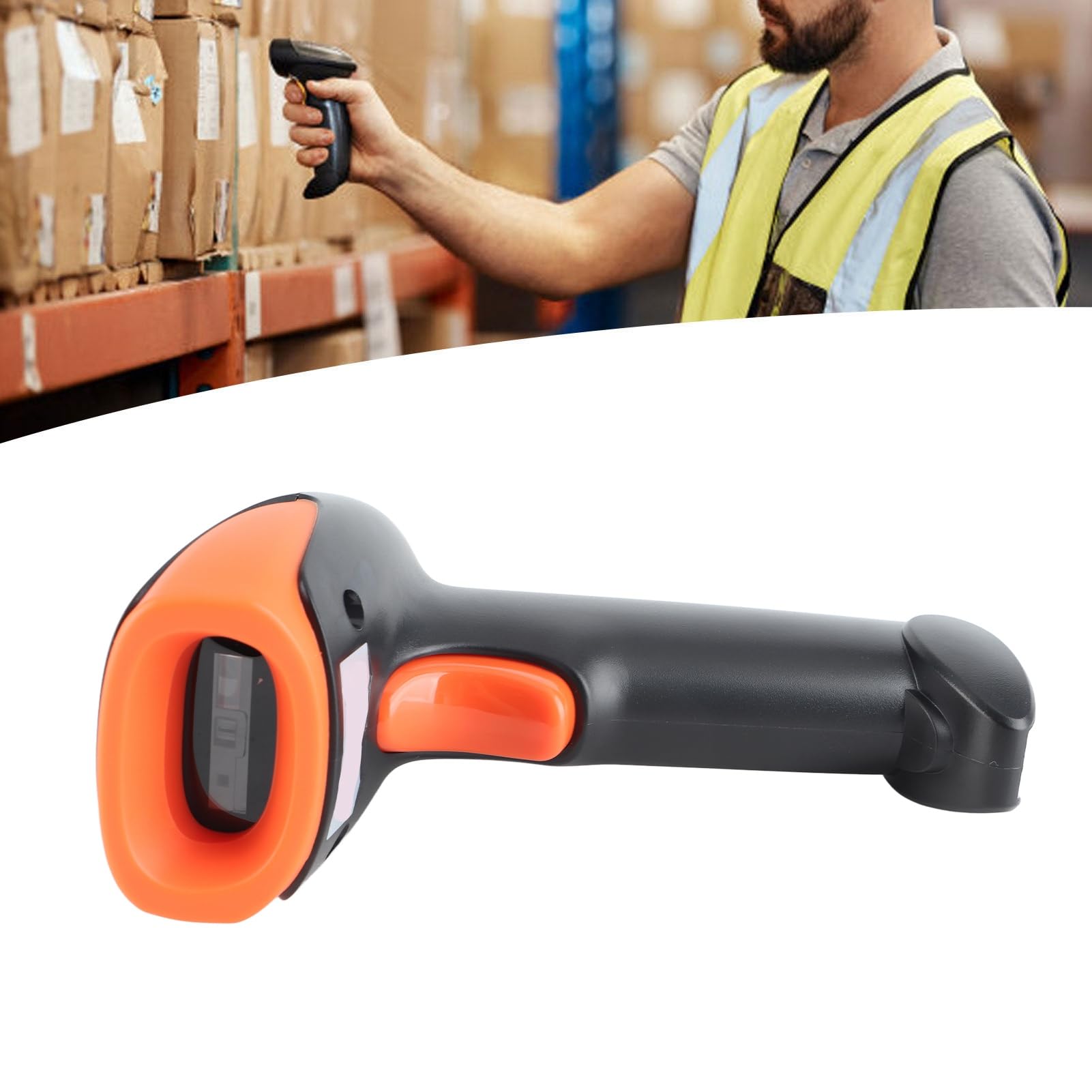 Eujgoov Wireless Barcode Scanner, ABS Handheld QR Code Reader con 32 Bit