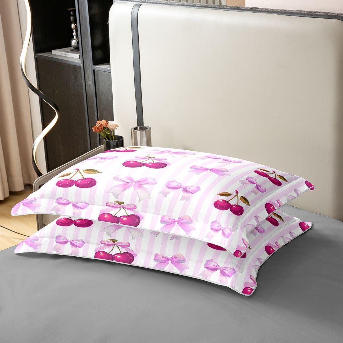 Homewish Kokarda dziewczęca wiśniowa fioletowa królewska poszewka na kołdrę zestawy kokarda urocza estetyczna bawełniana pościel muszka w paski poszewka na kołdrę jedwabna wstążka księżniczka ciepła